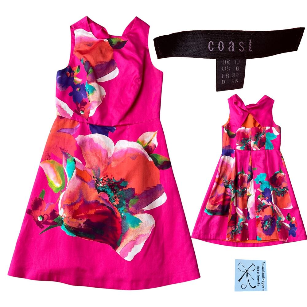 Coast Silk/Cotton Blend Vibrant Floral Dress Sz 6